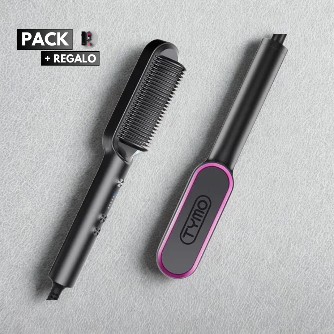 Pack Cepillo Alisador Tymo 2 en 1 Hair Queen + Regalo: Kit Acessorios